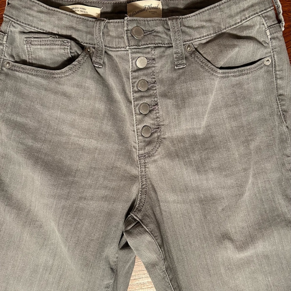 Universal Thread High Waisted Button Up Gray Jeans - image 2
